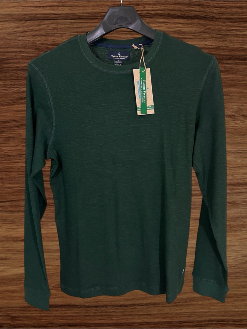 Tailor Vintage Long Sleeve Green Shirt. Stretch Material.